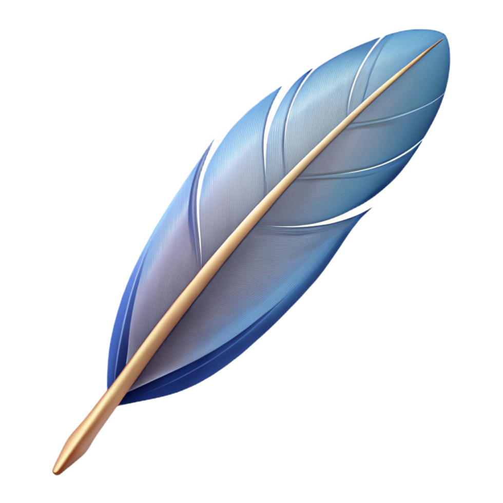 immaculate surreal Line art of a feather. Single-weight stroke, flat color, clean lines with Scalable Design. studio quality png