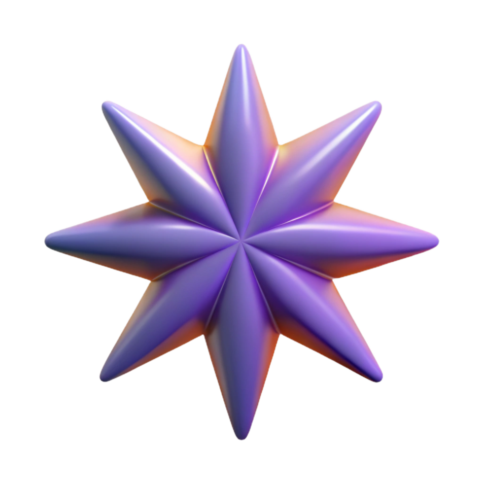 nostalgic glorious Isometric star with flat color. Clean lines, symmetrical with Scalable Design. studio quality png