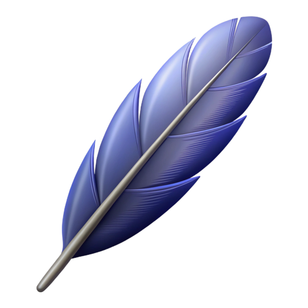 reflective impressive Symmetrical feather silhouette. Single-weight stroke, flat color, with Scalable Design. fine detail png