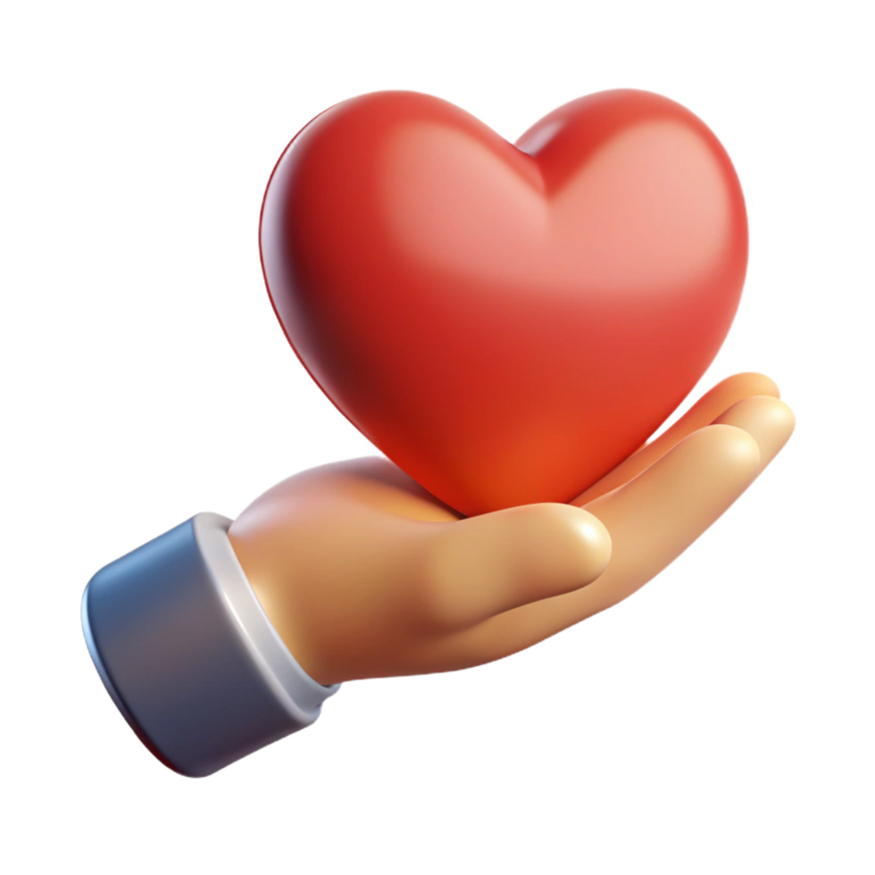sumptuous memorable Silhouette of a hand holding a heart. Crisp edges, scalable design, flat color with Scalable Design. png