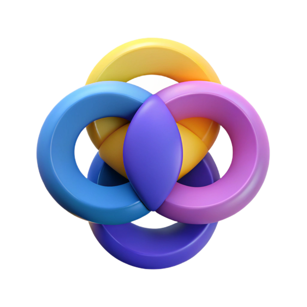 playful mesmerizing Abstract composition of three intersecting circles. Flat color, with Scalable Design. expertly shot png