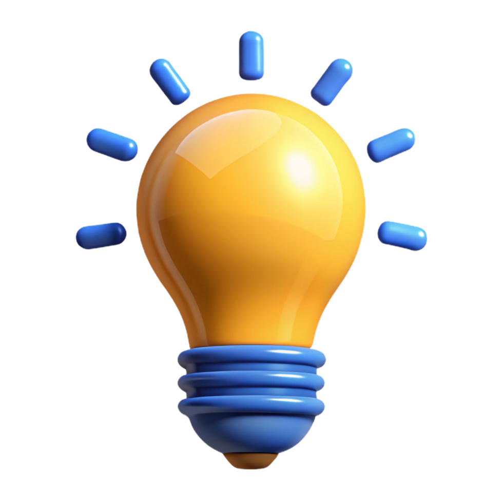picturesque melancholic rustic Stylized lightbulb icon with radiating lines. Crisp edges, flat color with Scalable Design. high resolution png