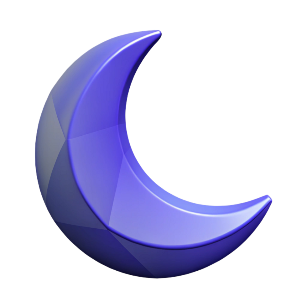 reflective vibrant Geometric crescent moon. Clean lines, scalable, flat color with Scalable Design. genuine png
