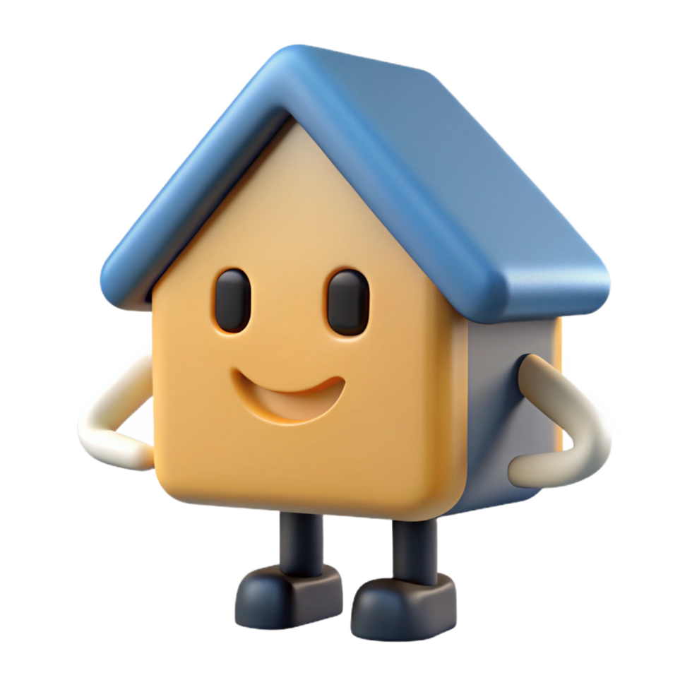 serene industrial Square house character with a triangular roof. Clean lines, with Scalable Design. flawless png
