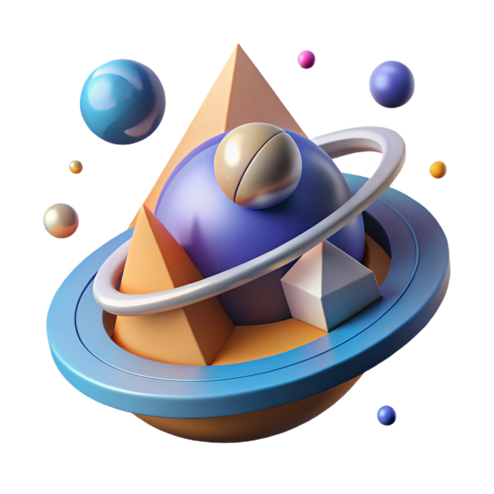 fascinating organic Abstract geometric space scene, flat color with Scalable Design. precision png