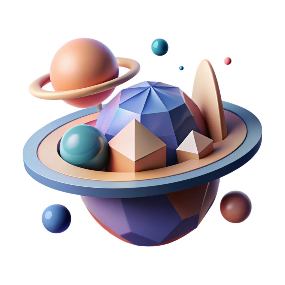 energetic stunning Abstract geometric space scene, flat color with Scalable Design. sharp png