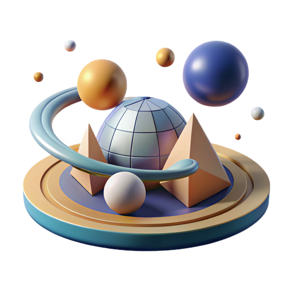 passionate picturesque Abstract geometric space scene, flat color with Scalable Design. high quality png