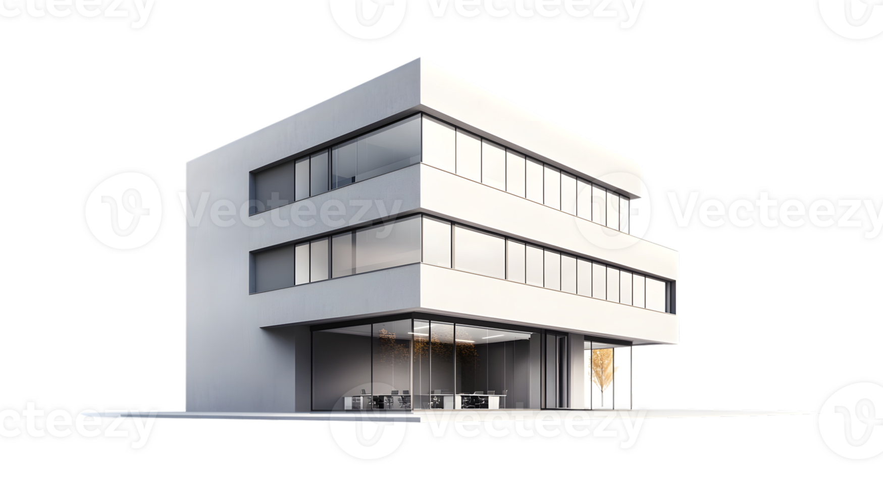 Modern Minimalist Architecture with Glass Facade and Clean Lines png