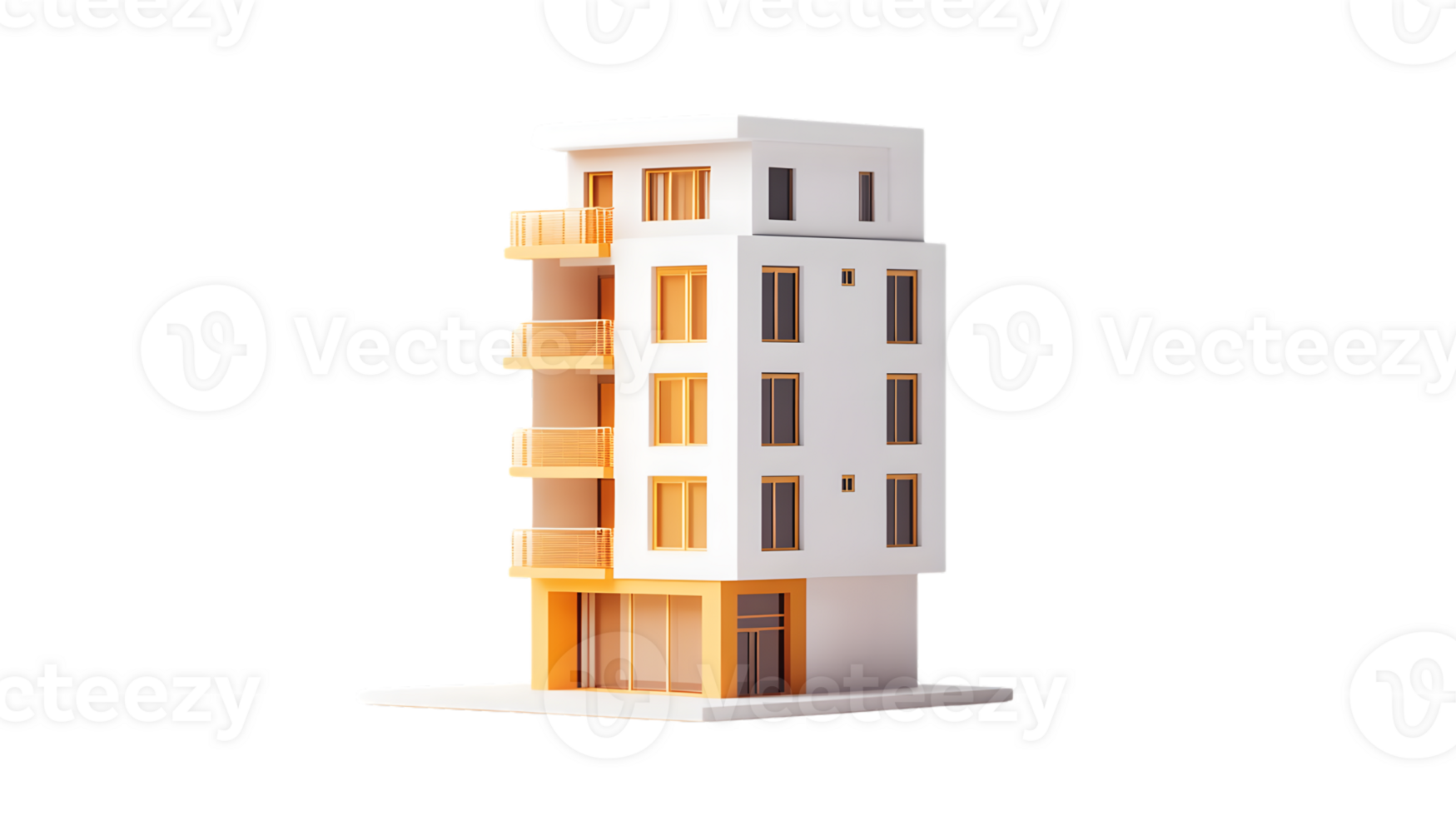 Modern Residential Structure with Balconies and Glass Windows png
