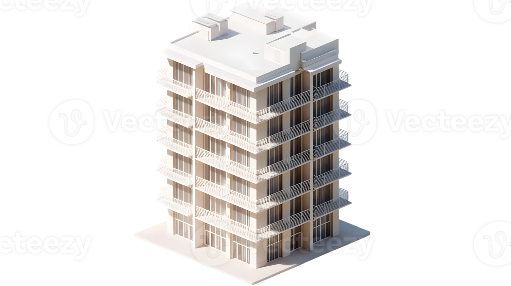 Modern MultiStory Residential Building with Balconies and Flat Roof Design for Architectural V png