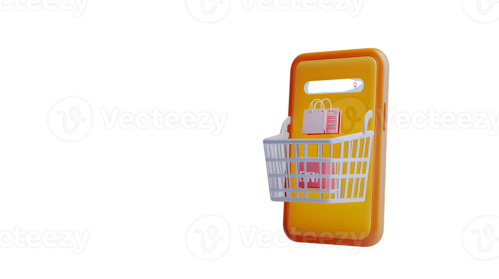 Online Shopping Concept Smartphone with Shopping Basket and Bag Icon png