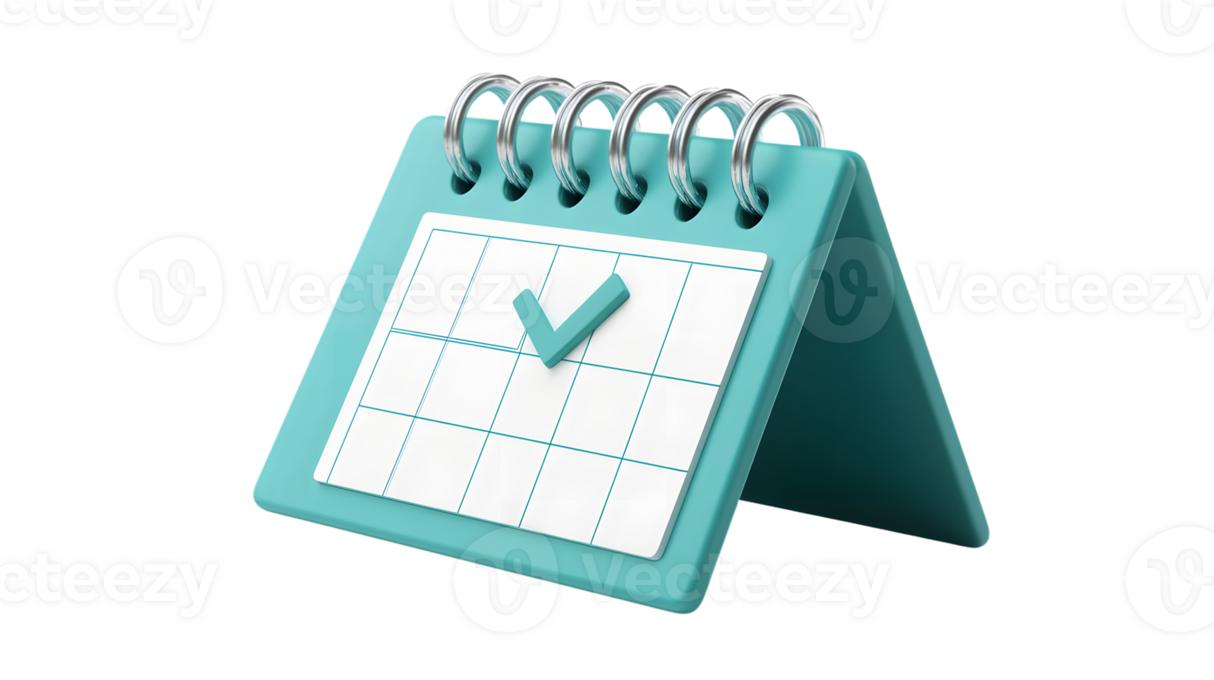 Organized Planning A Teal Calendar with Checkmark for Task Management and Scheduling png