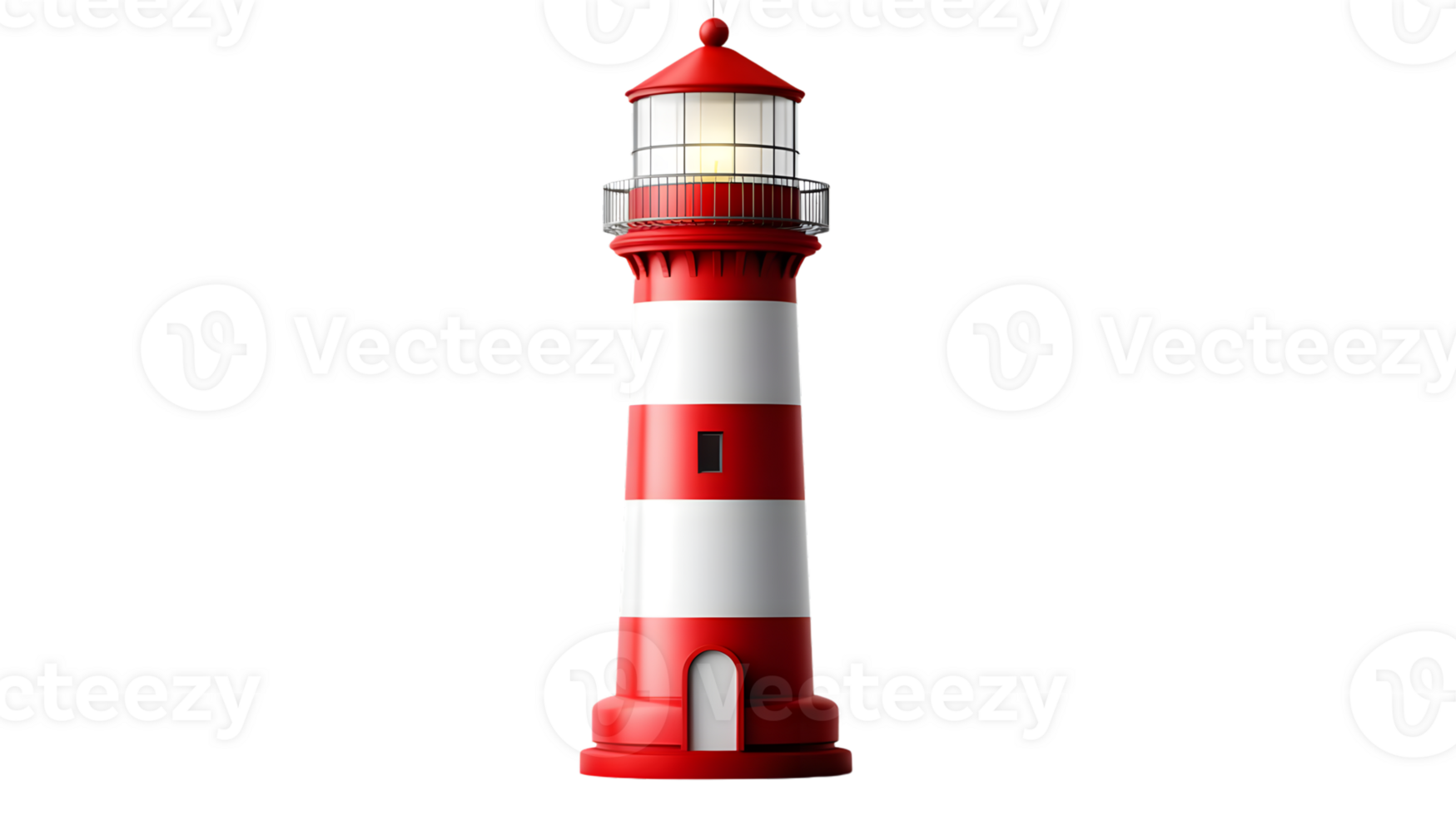 Red and White Lighthouse Tower Maritime Beacon Navigation Safety at Sea Illustration png