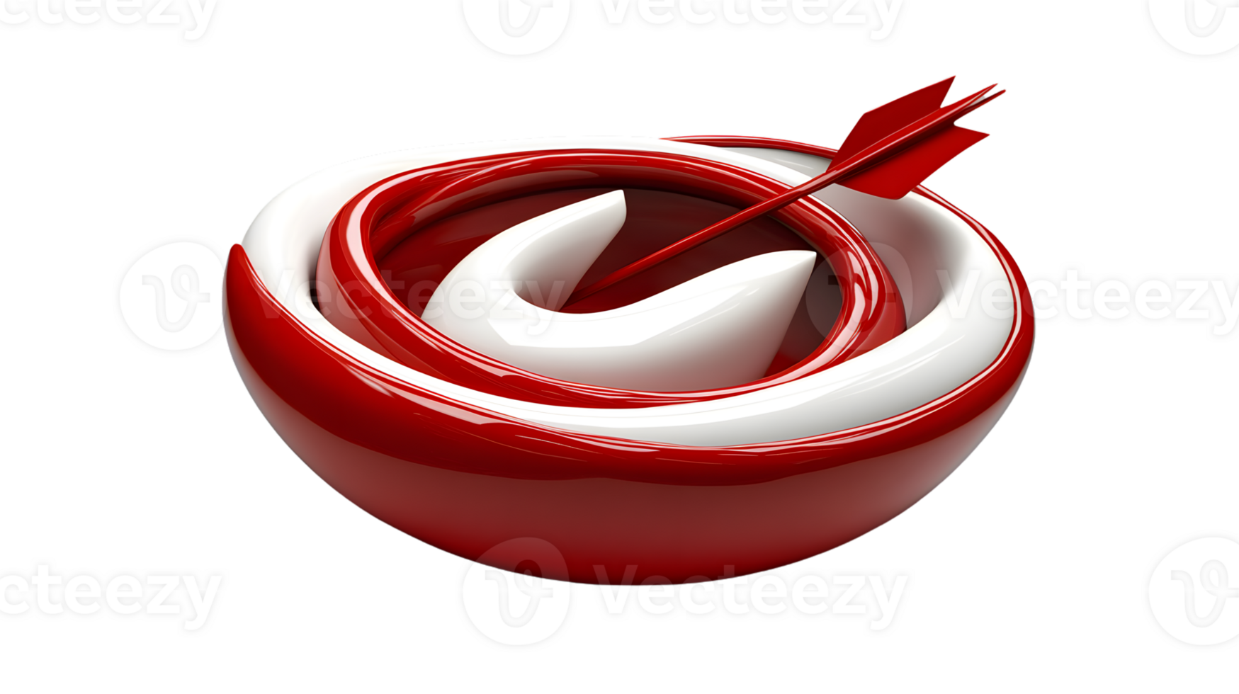 Red and White Spiral with Arrow Abstract Design for Targeting Focus and Precision png