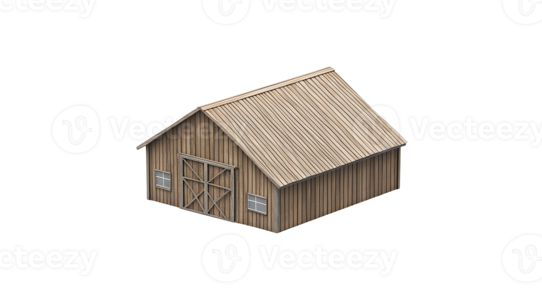 Rustic Wooden Structure with Slanted Roof and Double Doors Ideal for Farming or Storage Soluti png