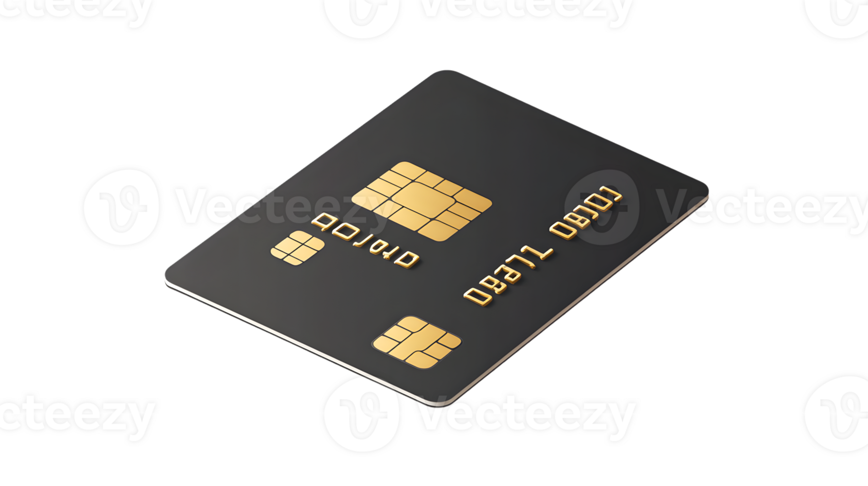 Secure Payment Card with Gold Chip Design on Black Background for Financial and Banking Concept png