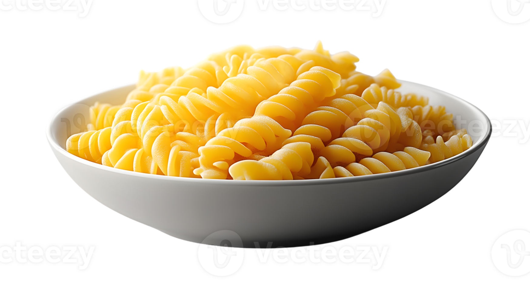A bowl of uncooked spiral pasta perfect for culinary and food photography needs png