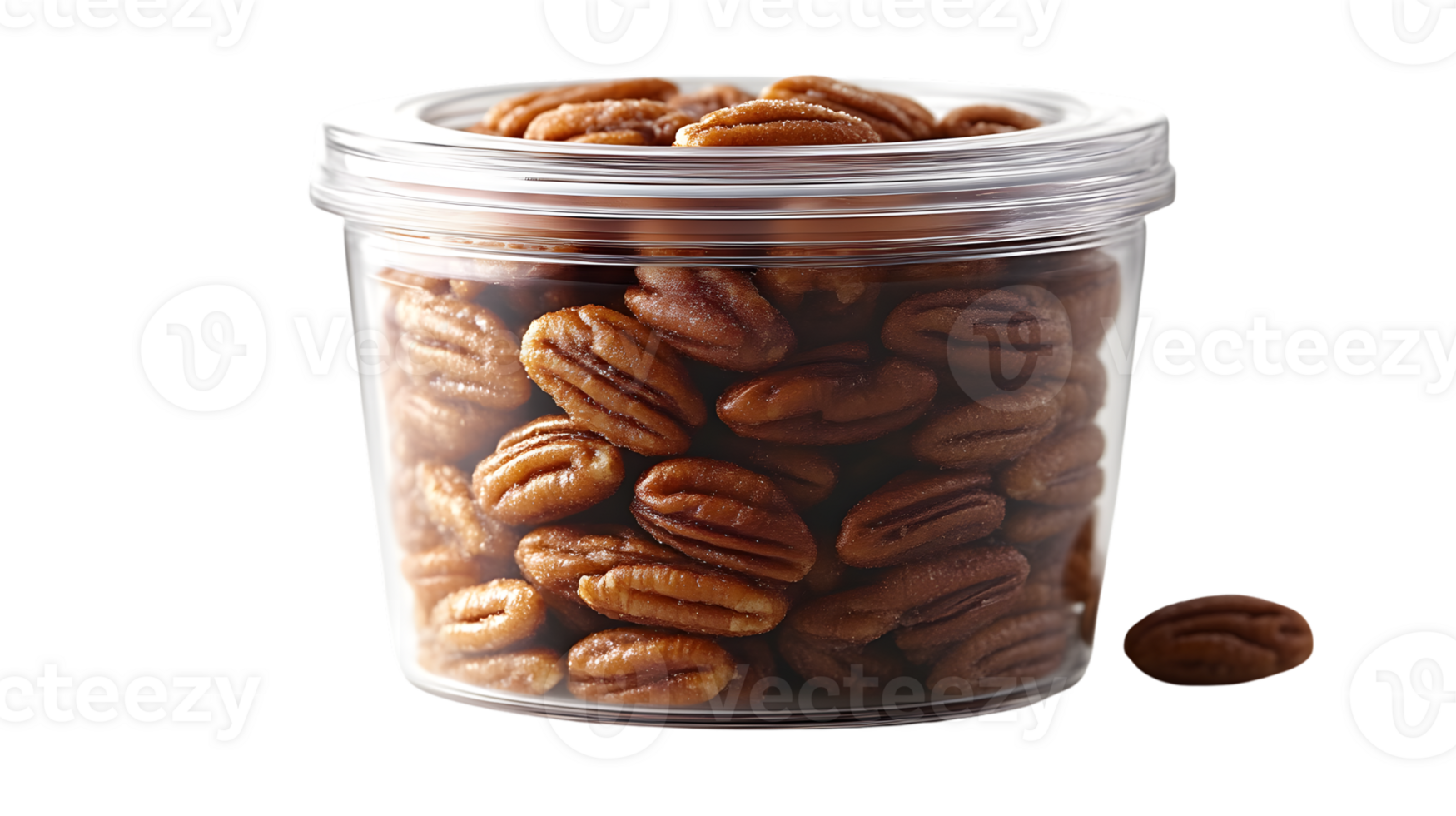 A container filled with roasted nuts perfect for healthy snacking and culinary uses png