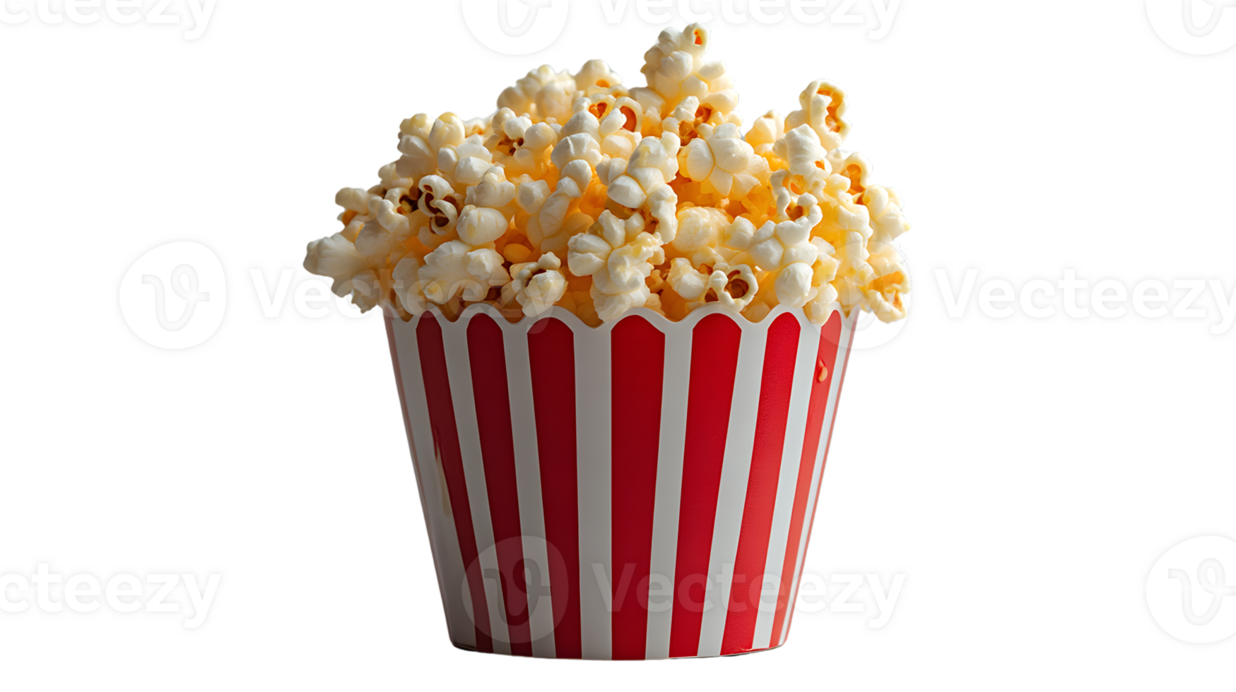 A delicious serving of popcorn in a classic striped container perfect for movie nights and sna png