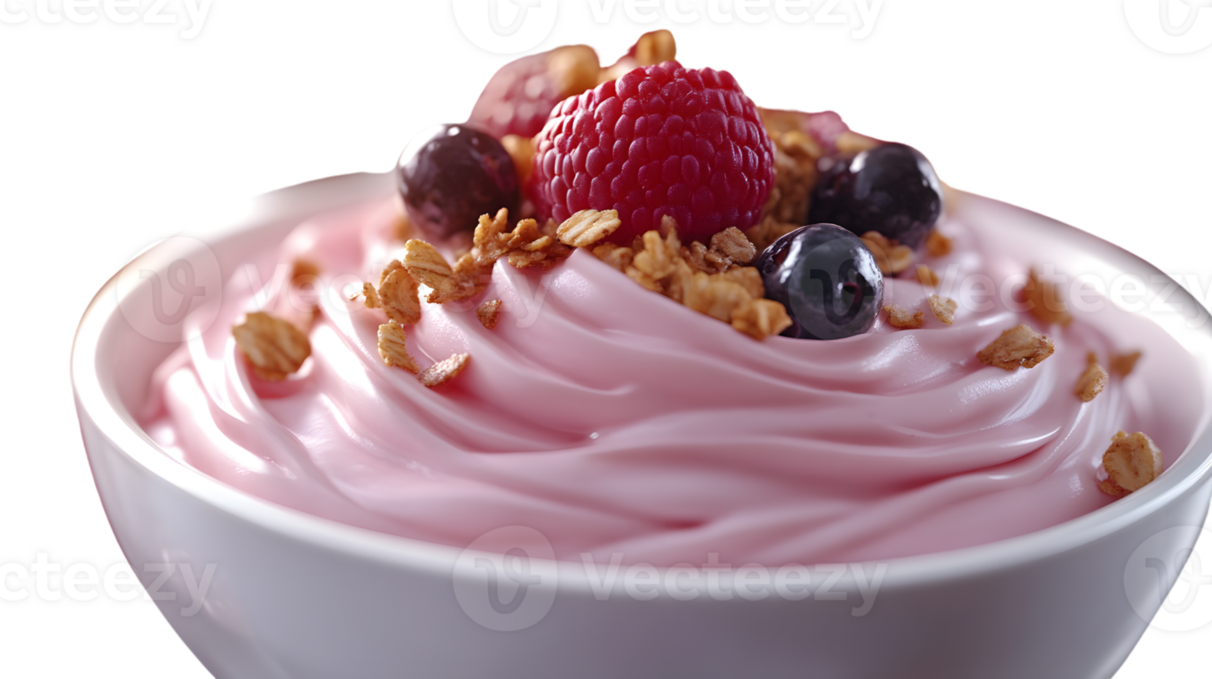 A delightful bowl of pink yogurt topped with fresh berries and granola perfect for healthy eat png