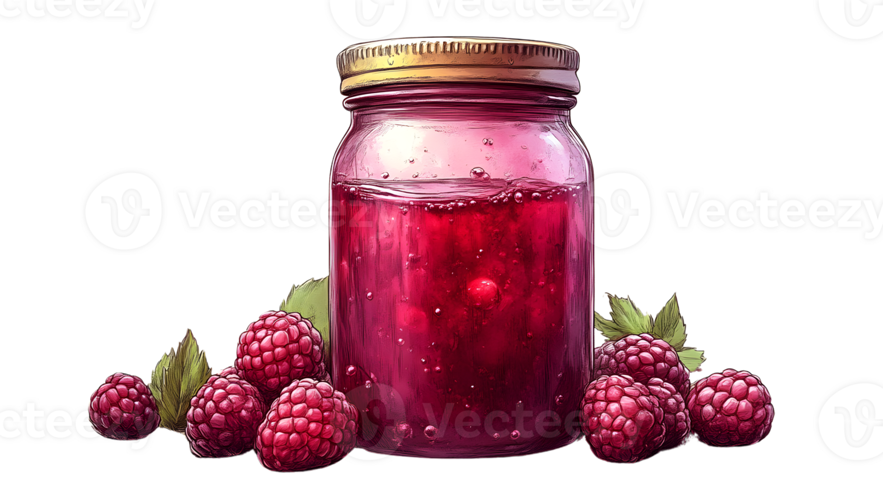 A jar of vibrant berry jam surrounded by fresh berries perfect for culinary and food photograp png