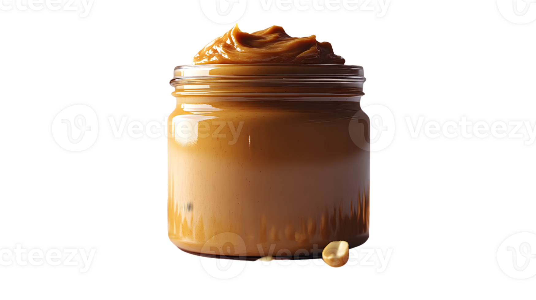A jar overflowing with creamy spread surrounded by whole nuts perfect for culinary and food p png