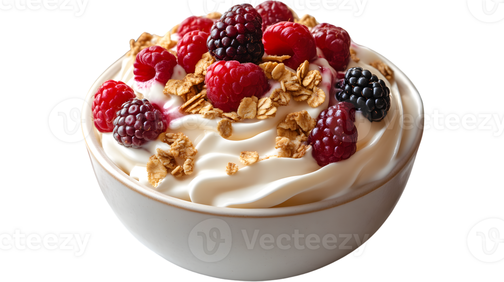 Fresh Berry Yogurt with Granola Topping A Healthy and Delicious Breakfast or Snack Option png