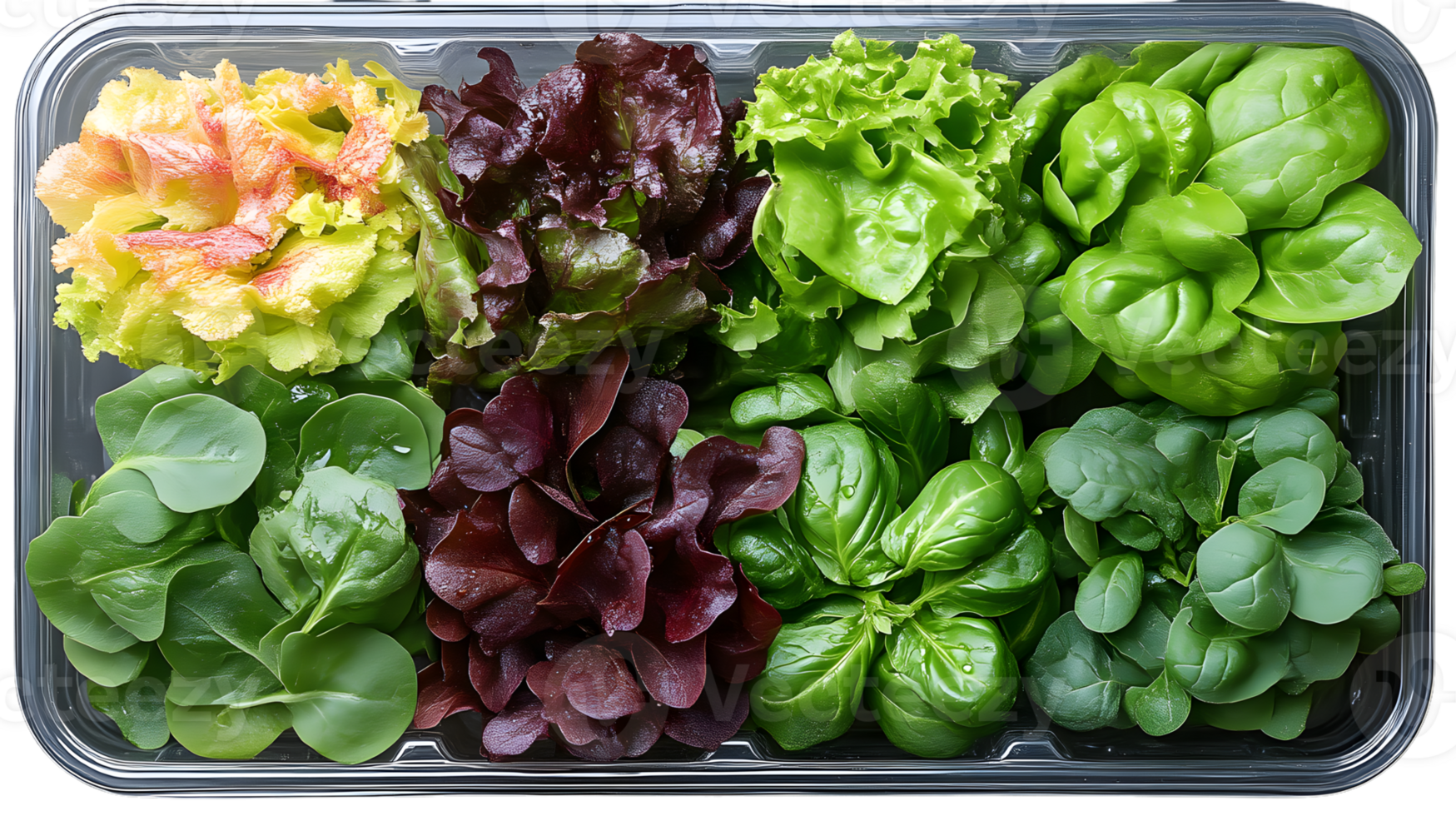 Fresh Greens Mix in a Plastic Container Perfect for Salads and Recipes png