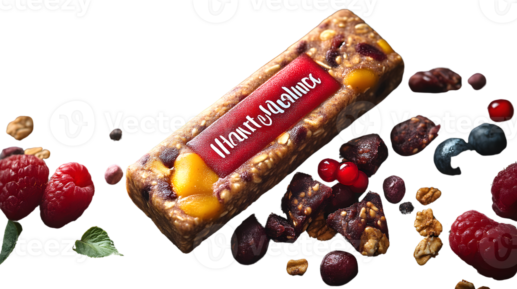 Healthy Fruit and Nut Energy Bar with Berries and Granola png