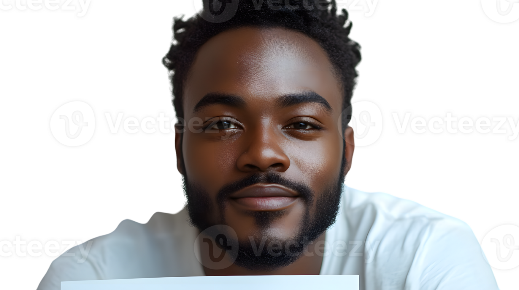 A man with a beard wearing a white shirt looking directly at the camera with a neutral express png
