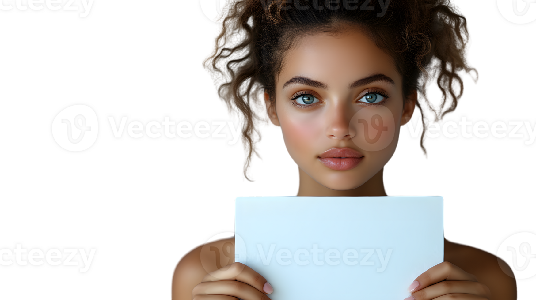 A person holding a blank paper ideal for mockups and presentations png