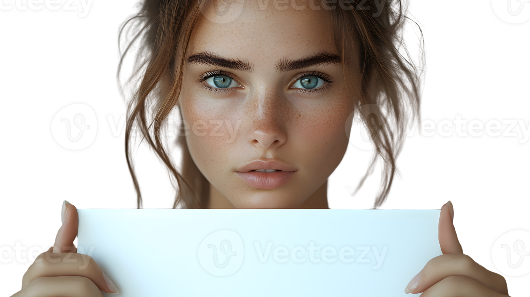 A person holding a blank sign ready for customization with text or graphics png