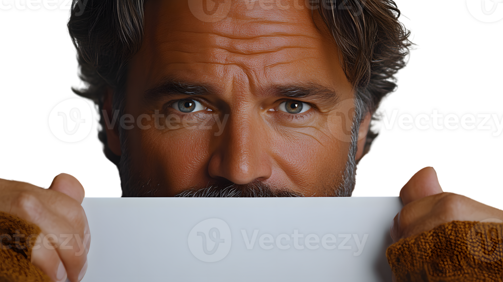 A man holding a blank piece of paper png