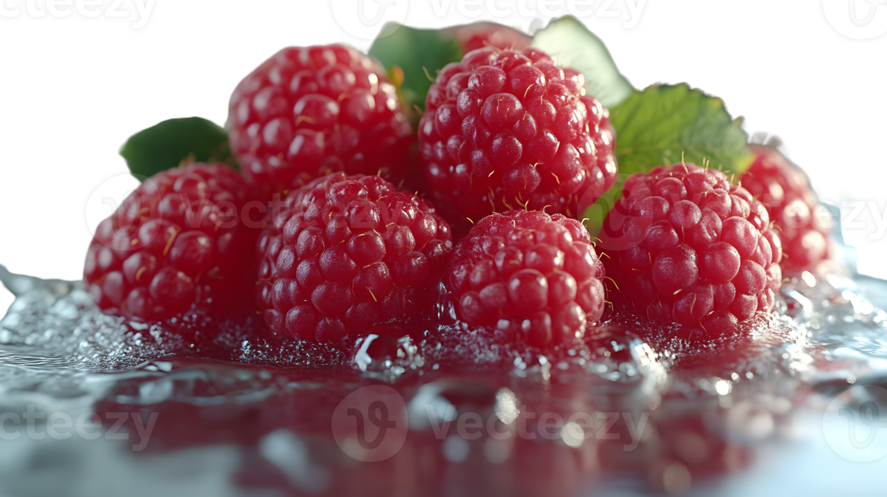 Fresh Raspberries in Water Splash Closeup Macro Photography png