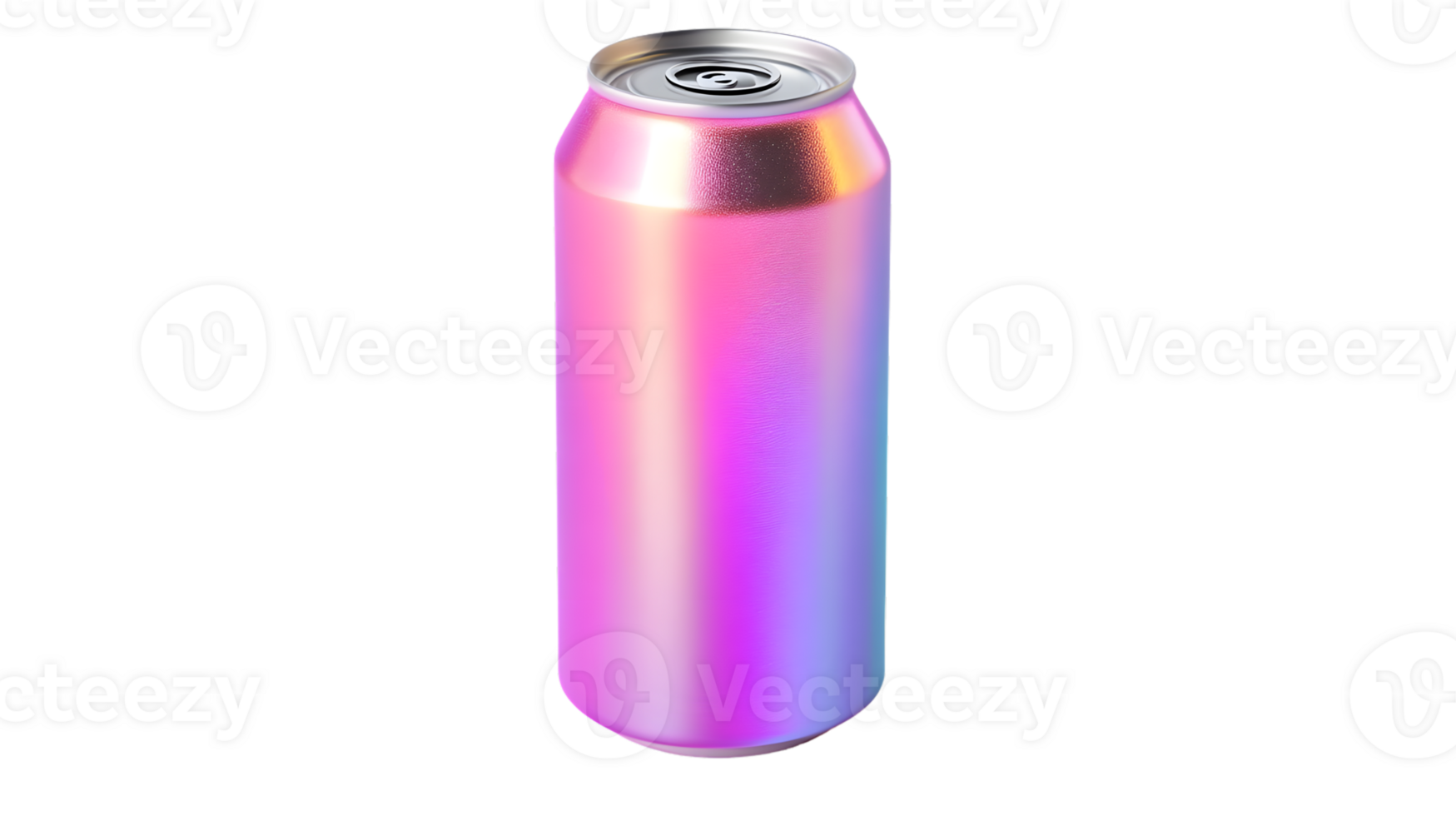 A vibrant iridescent beverage can with a metallic finish perfect for modern design and advert png