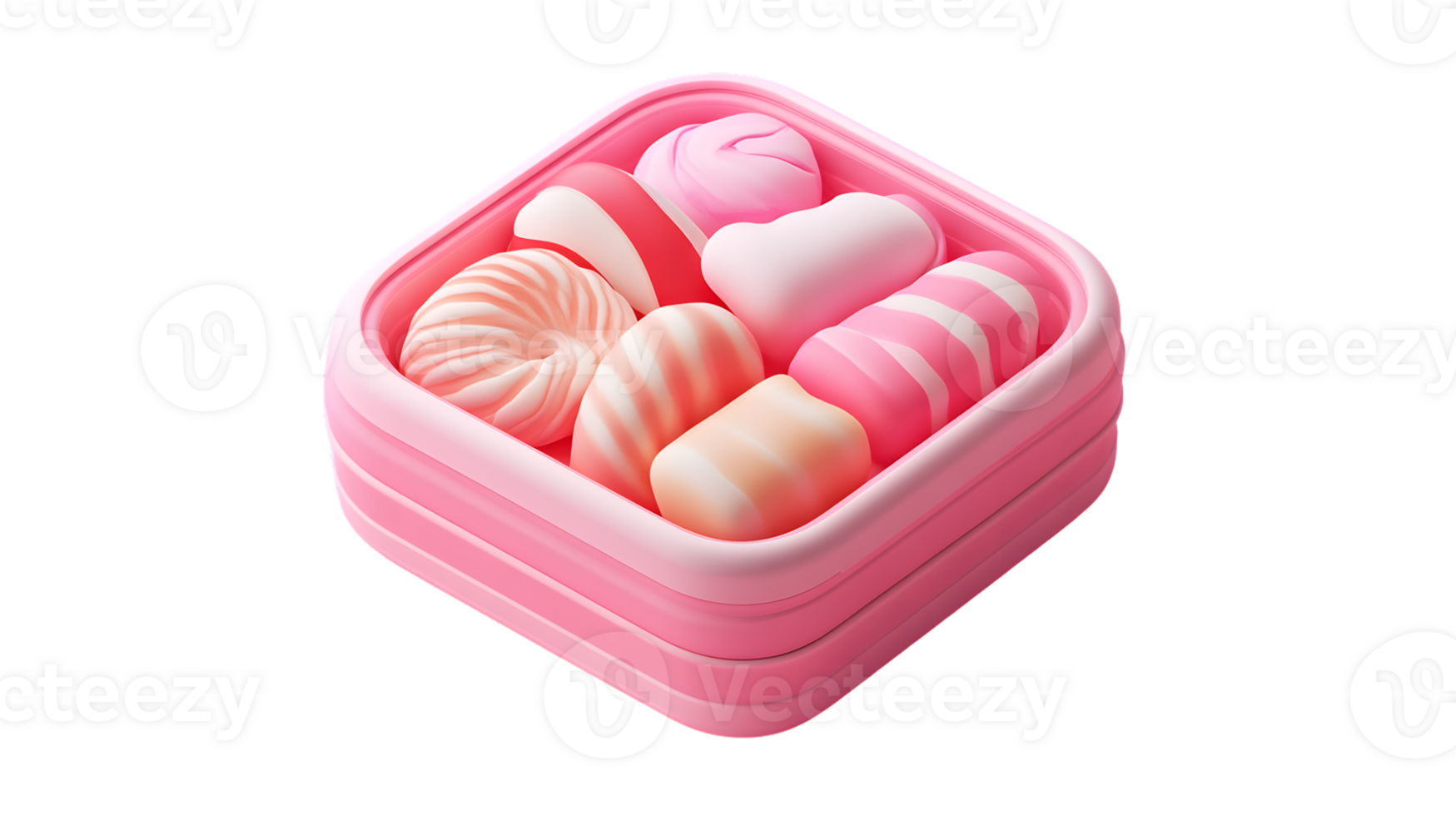 Delightful Sweets in a Pink Container A Tempting Display of Candy for Dessert and Snack Enthus png