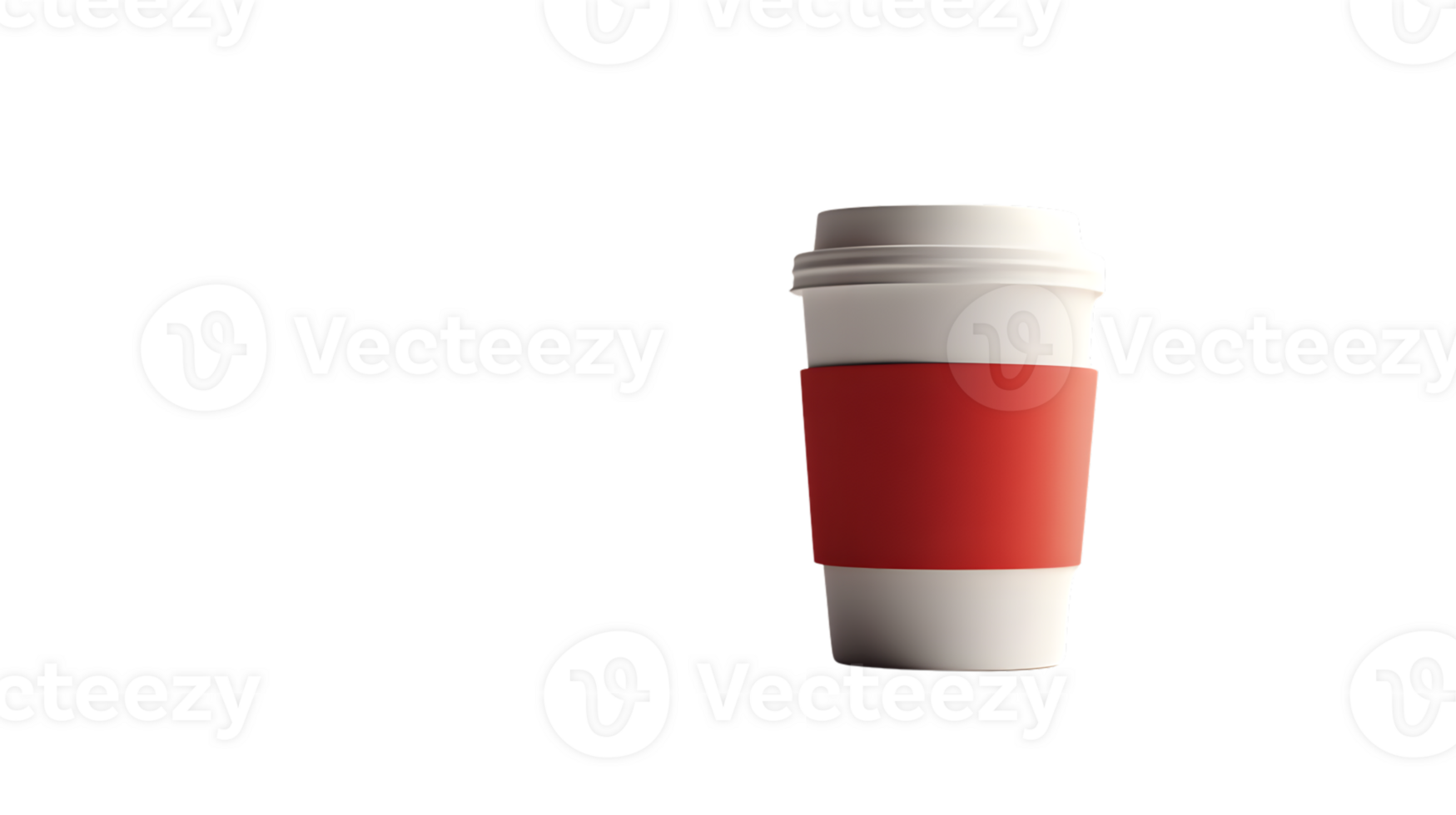 Disposable Coffee Cup with Red Sleeve Isolated on Black Background for Design and Marketing Pur png