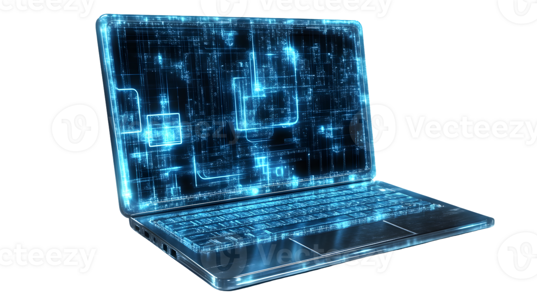 Digital Laptop with Circuit Board Display Futuristic Technology Concept png
