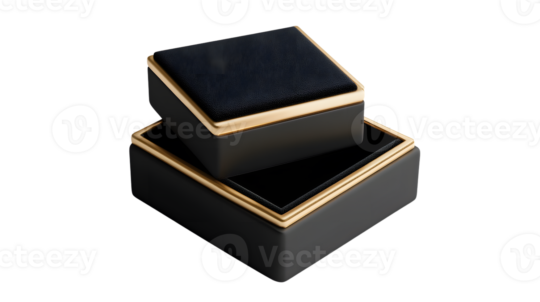 Elegant Black and Gold Jewelry Box with Reflective Surface for Luxury Packaging png