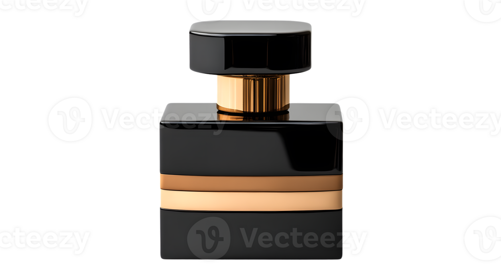 Elegant Black and Gold Perfume Bottle with Sleek Design for Luxury Fragrance Packaging png