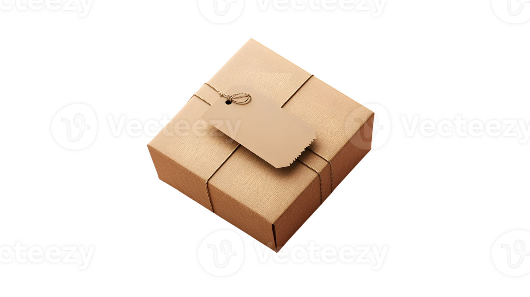 Elegant Brown Gift Box with String and Tag Perfect for Packaging Present or Product Photogra png