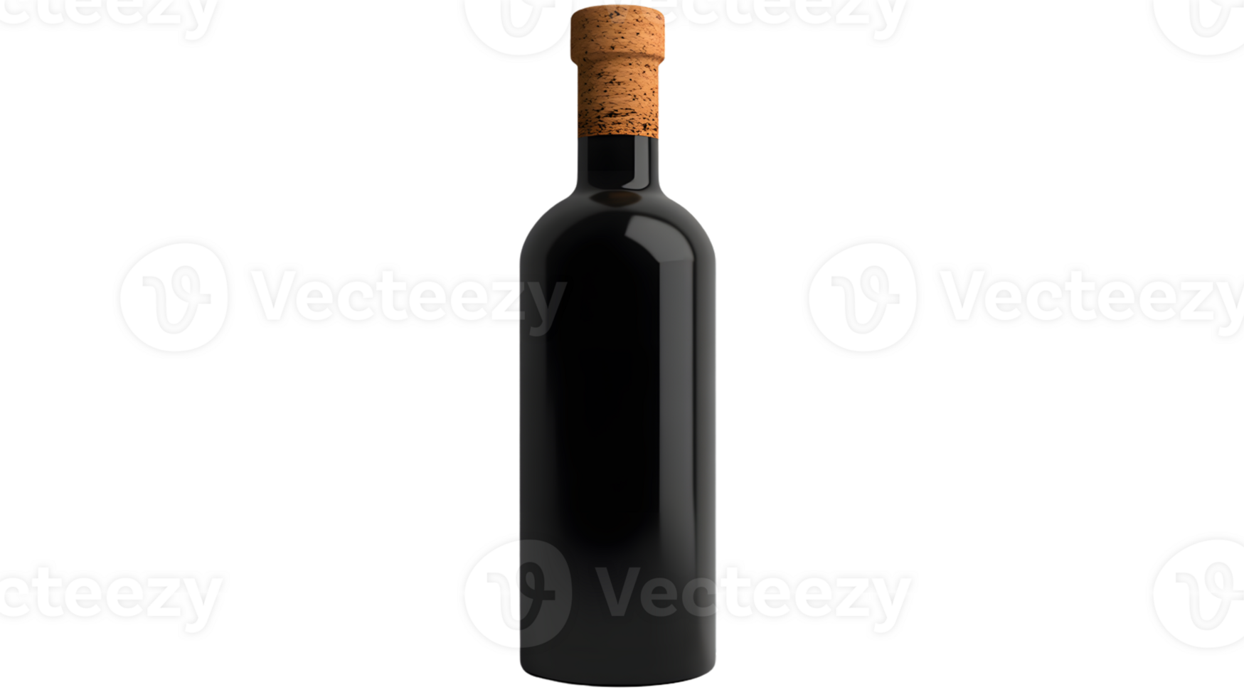 Elegant Dark Bottle with Cork Stopper Ideal for Wine Spirits and Beverage Packaging Design png