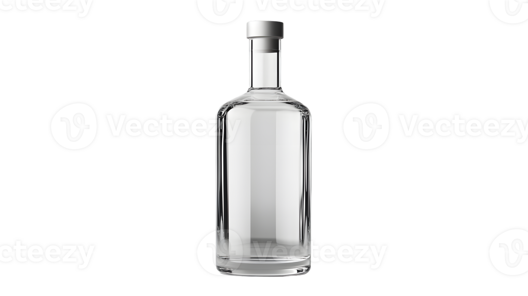 Empty Glass Bottle with Metallic Cap on Black Background Ideal for Product Mockups and Design png