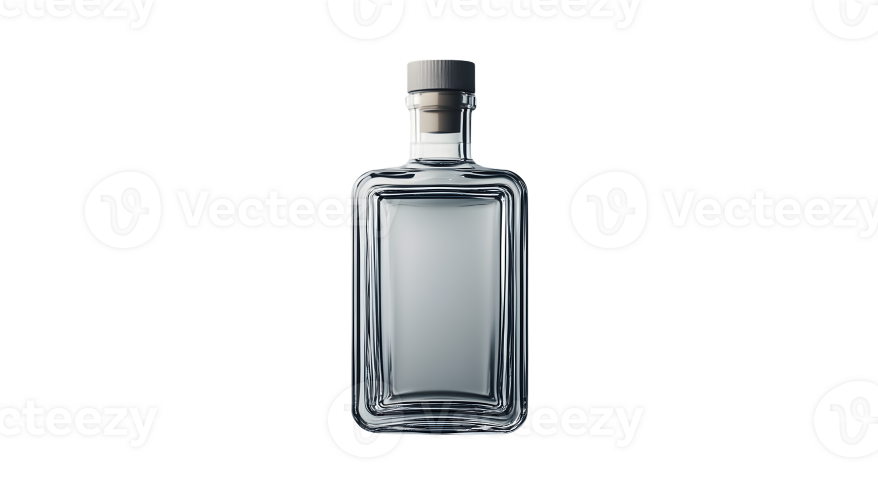Empty Glass Bottle with Metallic Cap on Black Background Ideal for Product Photography Mockup png