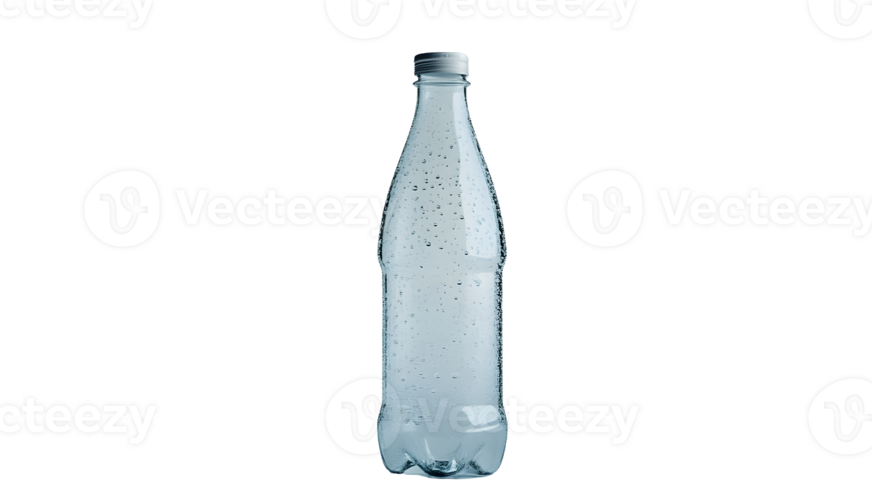 Empty Transparent Plastic Bottle with Condensation Droplets on Black Background png