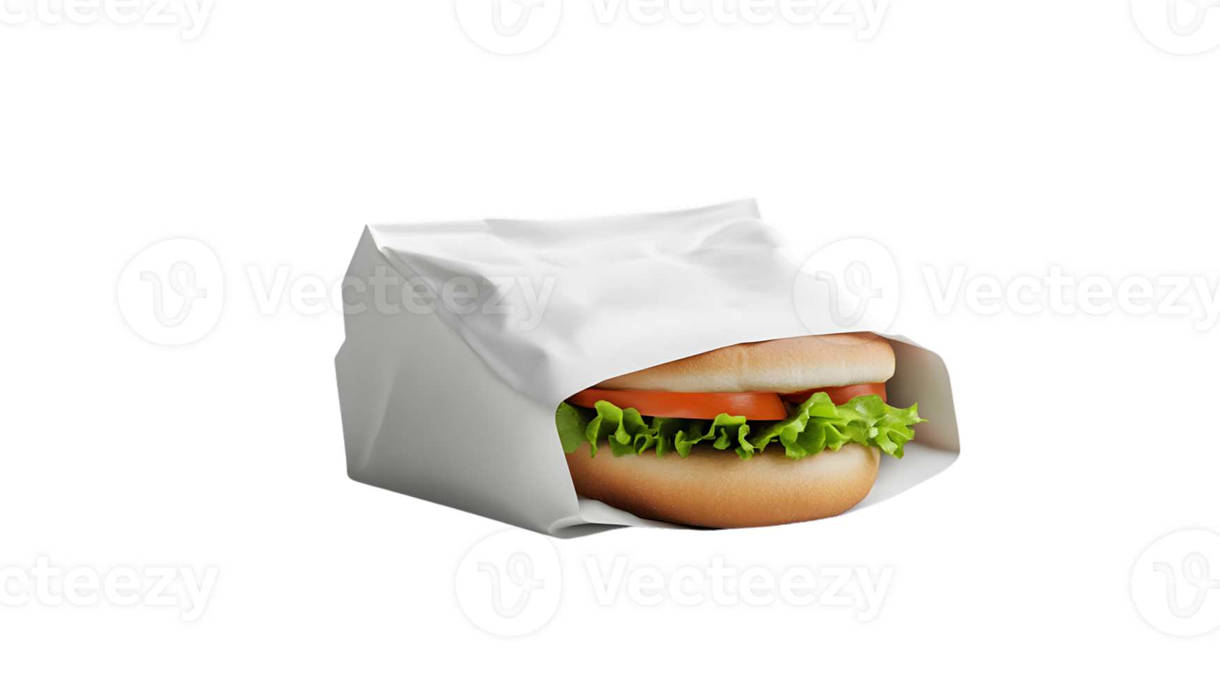 Fresh Sandwich Wrapped in Paper Ideal for Fast Food and Snack Photography Featuring Lettuce a png