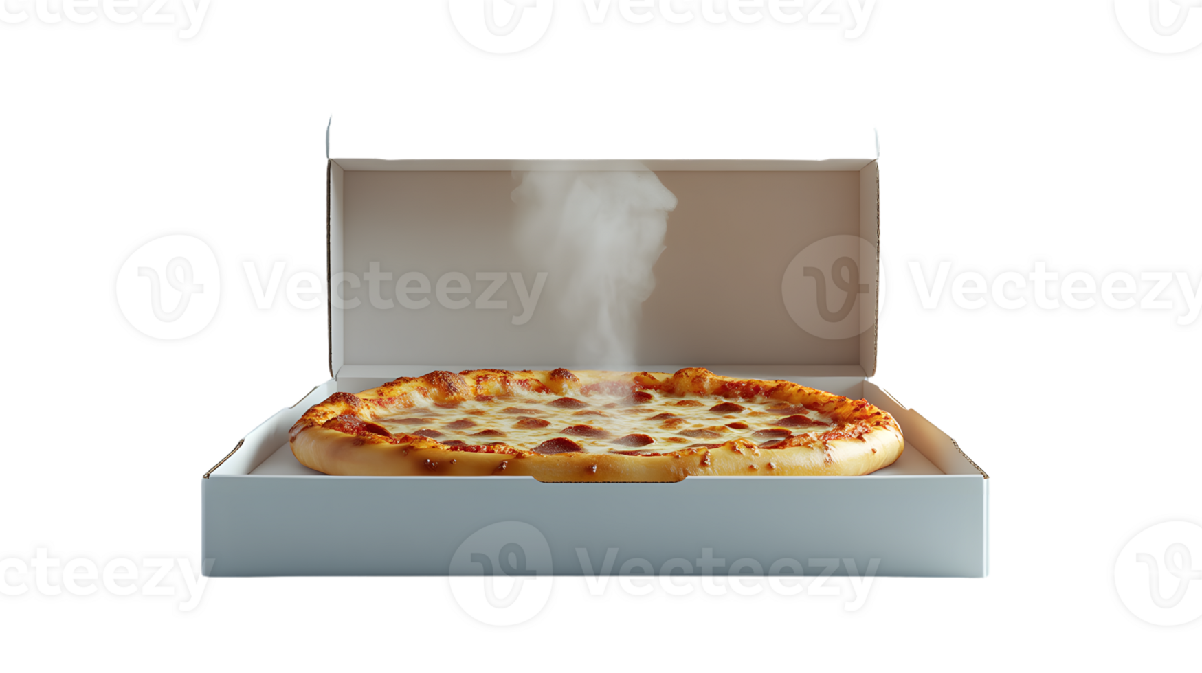 Freshly Baked Pizza in an Open Box with Steam Rising Ideal for Food Photography and Culinary C png