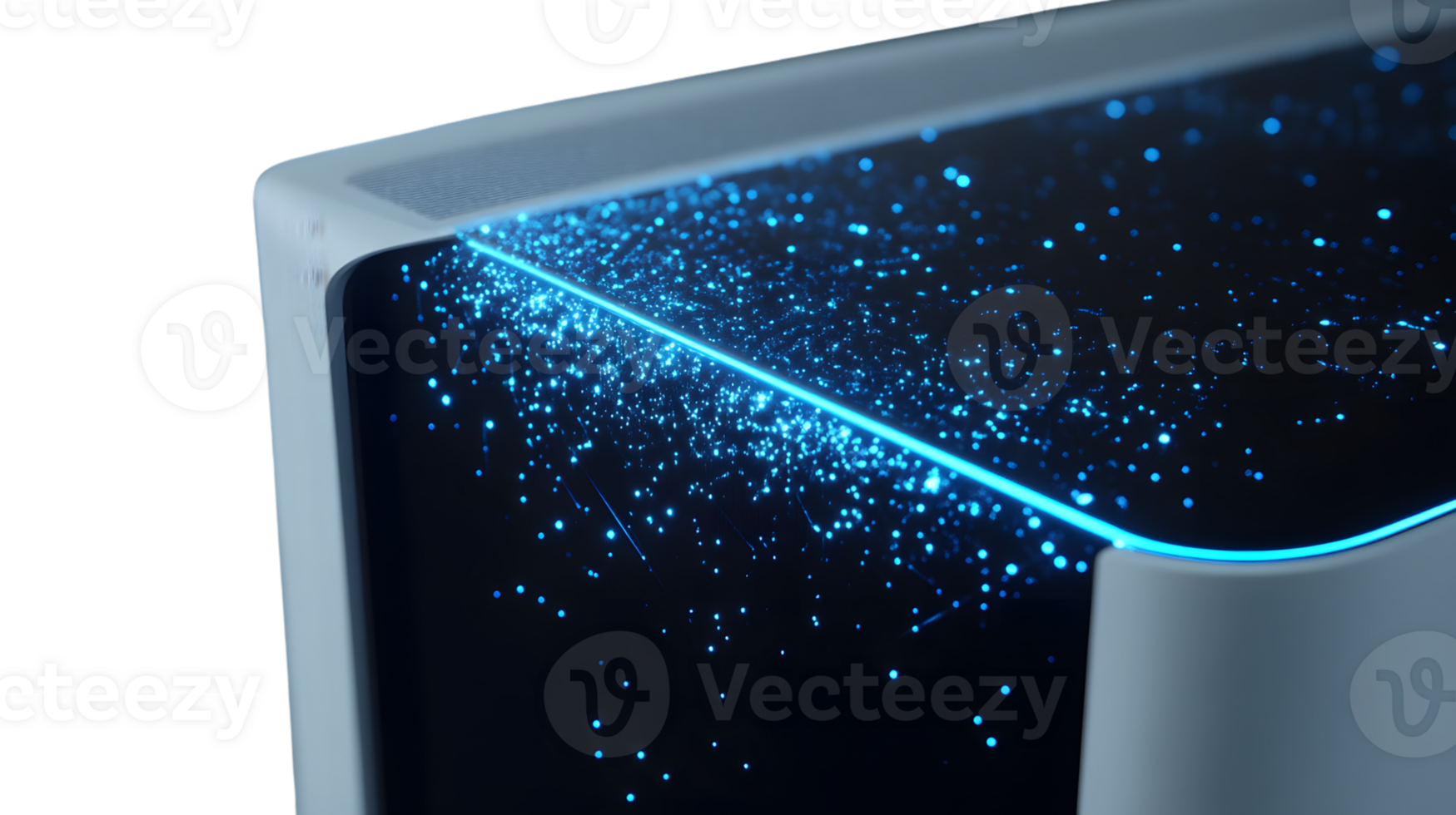 Futuristic Device with Blue Sparkling Lights and Sleek Design for Technology and Innovation Con png