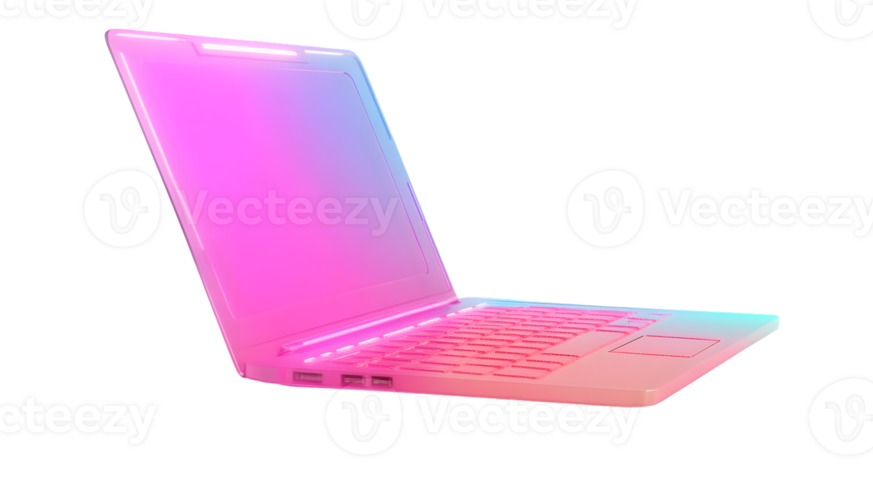 Futuristic Neon Laptop with Glowing Keyboard and Screen Ideal for Technology and Innovation Th png