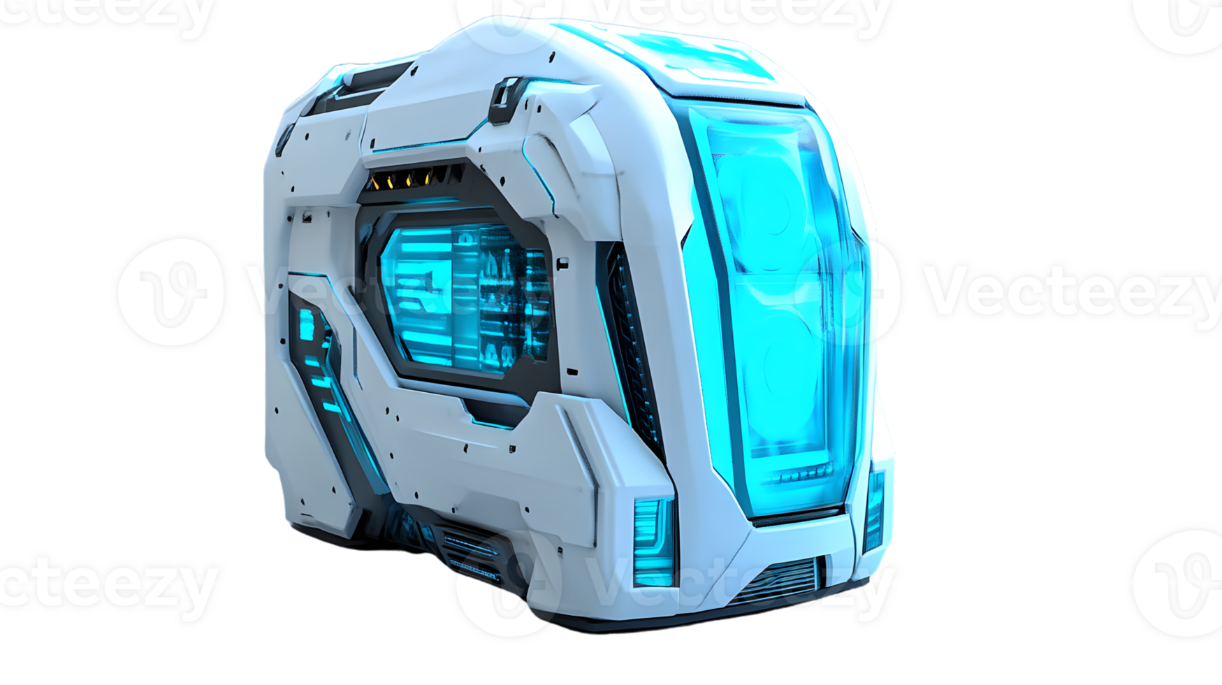 Futuristic SciFi Capsule with Blue Lighting and Advanced Technology Design png